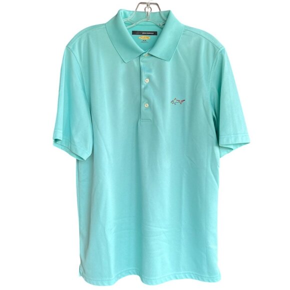Men's Mint Green Greg Norman Moisture-Wicking Classic Pique Shark Polo Shirt M/M - Picture 8 of 8